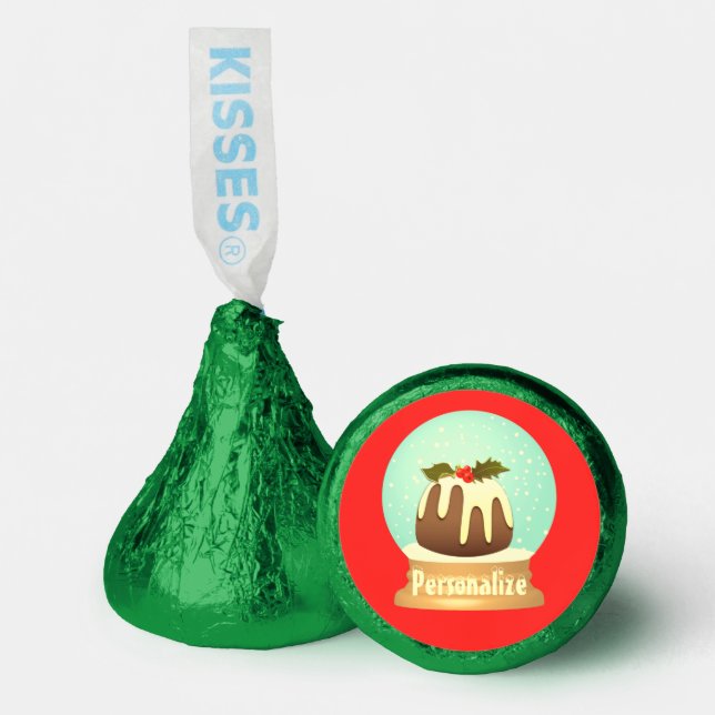 Plum pudding snow globe winter cake red green hershey®'s kisses® (Front)
