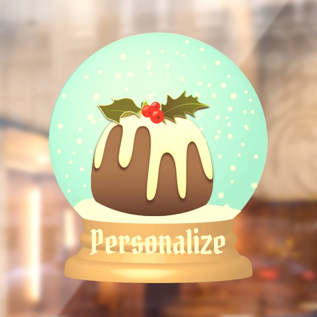 Plum pudding snow globe winter cake red green  window cling (Sheet 2)