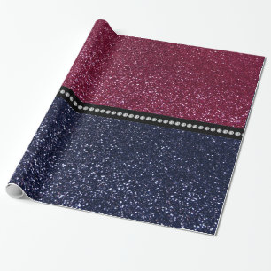 Plum purpke and Navy blue glitter Wrapping Paper
