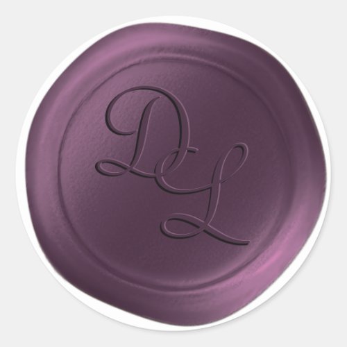 Plum Purple 2 Letter Monogram Wax Seal Stickers
