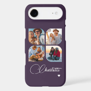 Plum Purple 4 Photo Personalized Name iPhone 17 Air Case