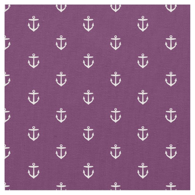 Plum Purple Anchor Print Fabric (Close Up)
