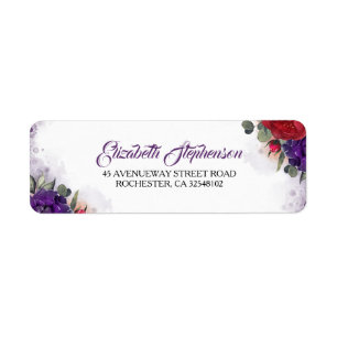 Plum Purple and Burgundy Red Floral Modern Chic Label