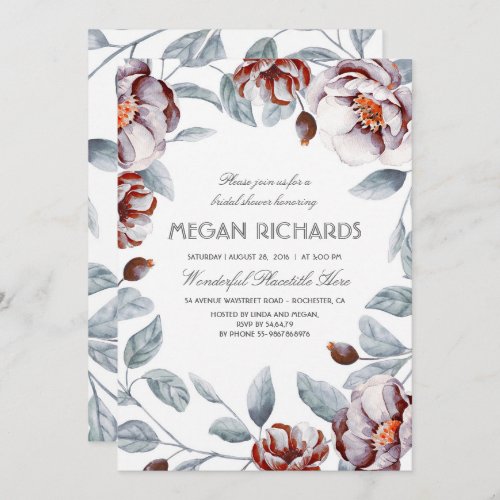 Plum Purple and Eggplant Floral Bridal Shower Invitation