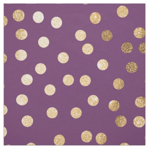 Plum Purple and Gold Glitter City Dots Fabric