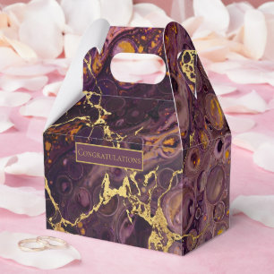 Plum Purple And Gold Marble  Favor Boxes