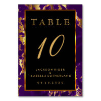 Plum Purple and Gold Marble - Table Number