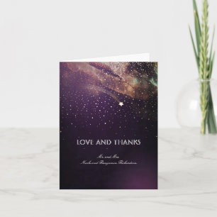 Plum Purple and Gold Shooting Star Night You Thank You Card
