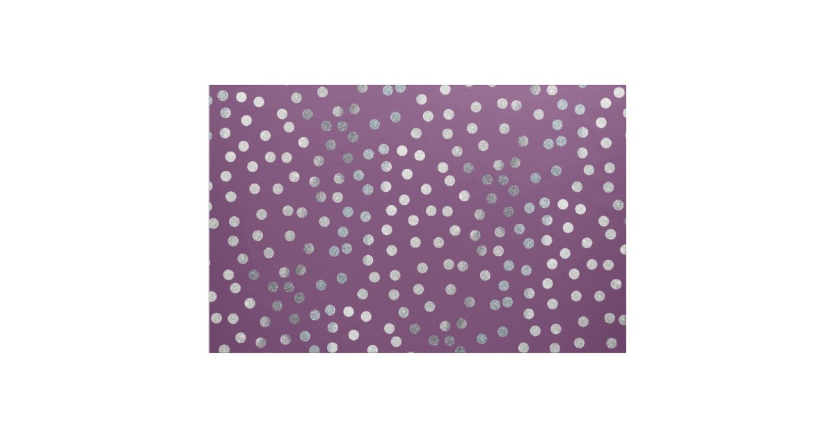 Plum Purple and Silver Glitter City Dots Fabric | Zazzle.com