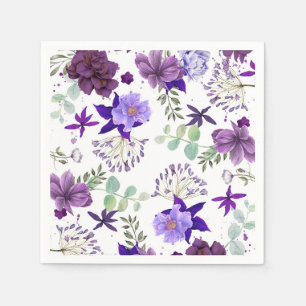 Plum Purple and Violet Flowers Elegant Celebration Paper Napkins