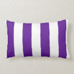 Plum Purple and White Bold Vertical Stripes Lumbar Pillow