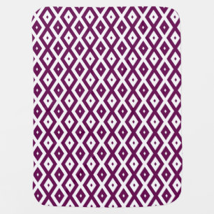 Plum purple and white diamond pattern baby blanket