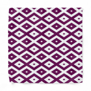 Plum purple and white diamond pattern bandana