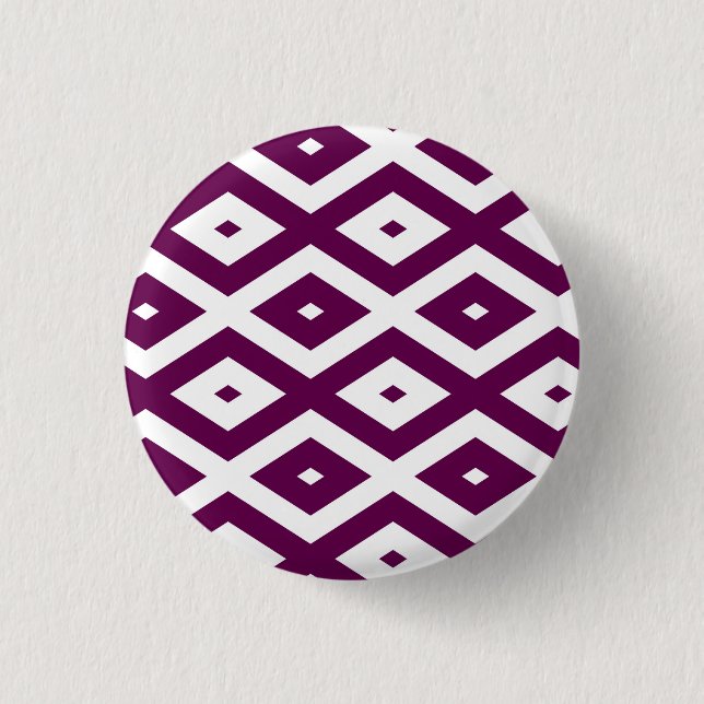 Plum purple and white diamond pattern button (Front)