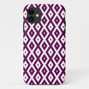 Plum purple and white diamond pattern iPhone 11 case