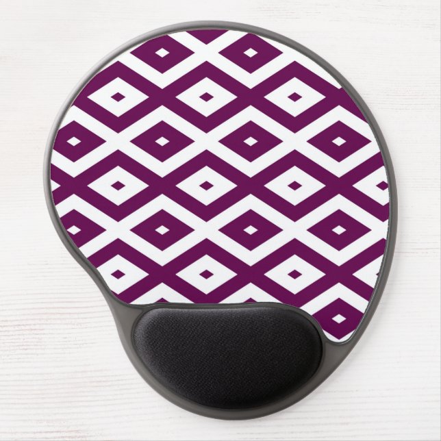 Plum purple and white diamond pattern gel mouse pad (Front)