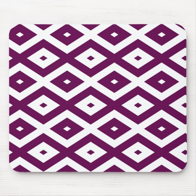 Plum purple and white diamond pattern mouse pad (Front)