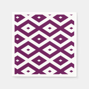 Plum purple and white diamond pattern napkins