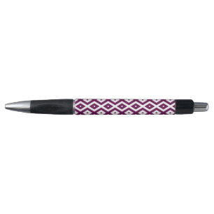 Plum purple and white diamond pattern pen
