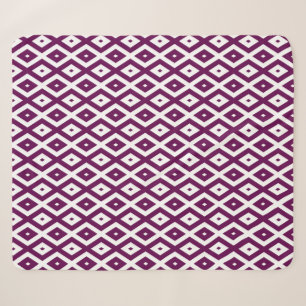 Plum purple and white diamond pattern sherpa blanket