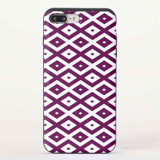 Plum purple and white diamond pattern uncommon iPhone case (Back)