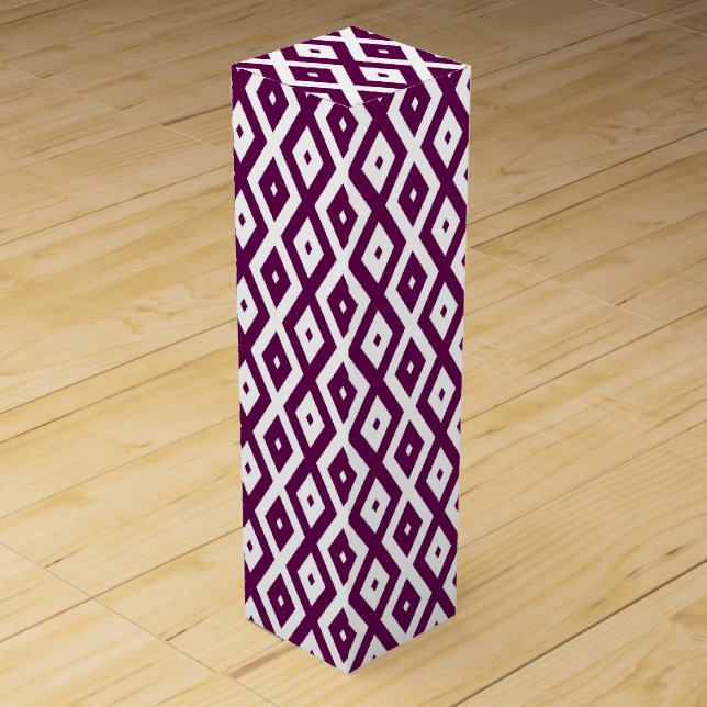 Plum purple and white diamond pattern wine box (Front)