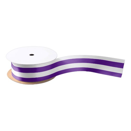 Plum Purple and White Horizontal Stripes Satin Ribbon