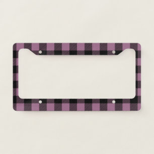 Plum Purple Black Buffalo Check Plaid Pattern License Plate Frame