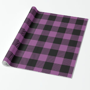 Plum Purple Black Huge Buffalo Plaid Lumberjack Wrapping Paper