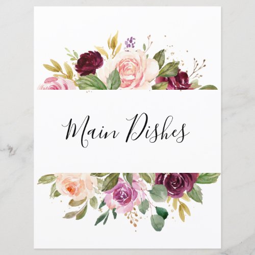 Plum Purple Blush Bridal Shower Recipe Divider