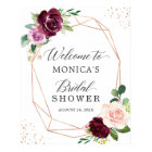 Plum Purple Blush Floral Modern Bridal Shower Sign