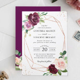 Burgundy Blush Pink Plum Flowers Watercolor Clipart, Rustic Boho Fall  Wedding Invitation Logo Branding - Essem Creatives