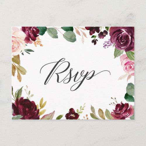 Plum Purple Blush Floral Wedding RSVP Response Postcard - Plum Purple Blush Floral Wedding RSVP Response Postcard. 
(1) For further customization, please click the "customize further" link and use our design tool to modify this template.
(2) If you need help or matching items, please contact me.