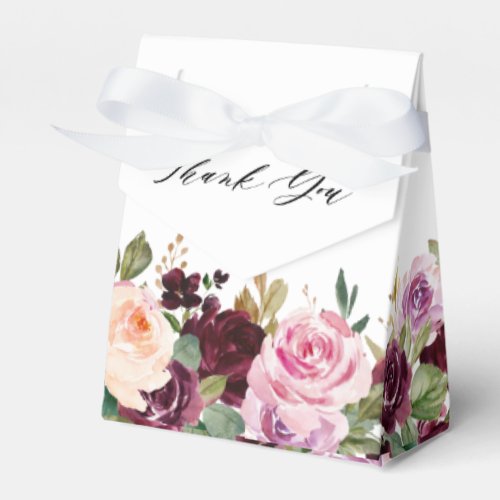 Plum Purple Blush Pink Botanical Floral Wedding Favor Boxes