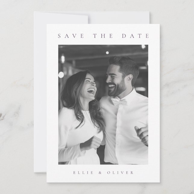 Plum Purple Boho Photo Save the Date Invitation (Front)