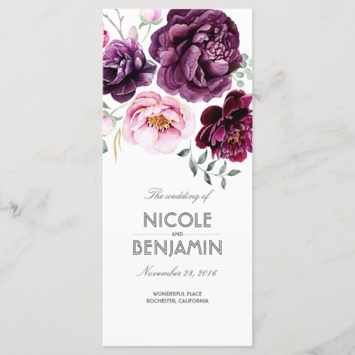 Plum Purple Boho Watercolors Floral Programs