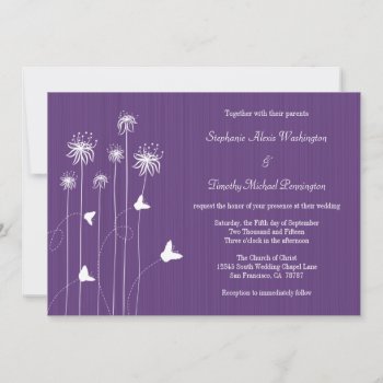 Plum Purple Butterfly Floral Wedding Invitation by Jamene at Zazzle