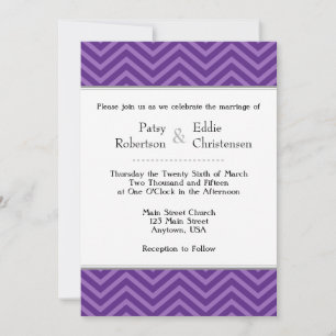 Plum Purple Chevron Wedding Invitations