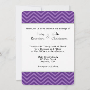 Plum Purple Chevron Wedding Invitations