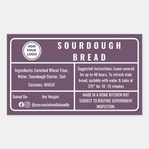 Plum Purple Cottage Law  Sourdough Bread Label