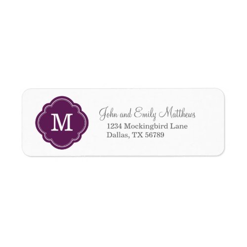 Plum Purple Custom Personalized Monogram Label