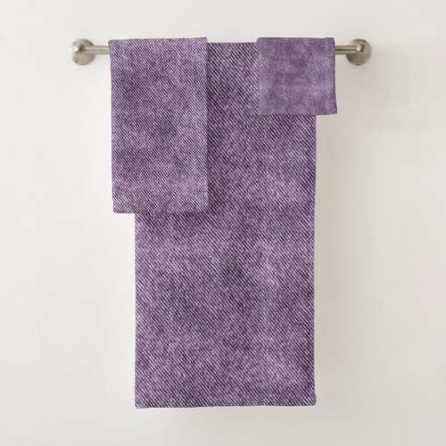 Plum Purple Denim Pattern Bath Towel Set