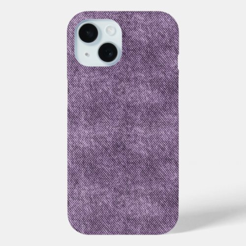 Plum Purple Denim Pattern iPhone 15 Case