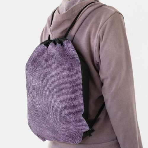 Plum Purple Denim Pattern Drawstring Bag