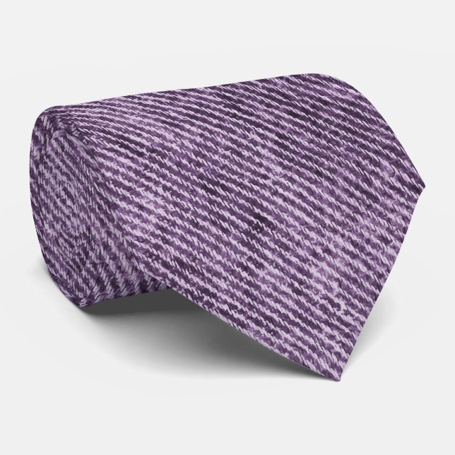 Plum Purple Denim Pattern Neck Tie (Rolled)