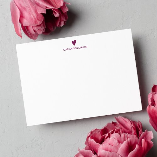 PLUM PURPLE Doodle Heart Formal Classic Family  Note Card
