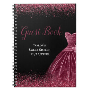 Plum Purple Dress Faux Glitter Sweet 16 Birthday Notebook