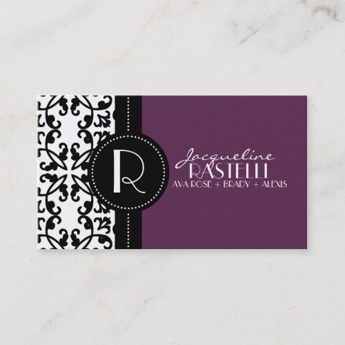 Plum Purple Estate Damask Mommy Calling Card / Business Cards