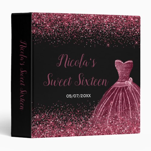 Plum Purple Faux Glitter Sweet 16 Photo Album