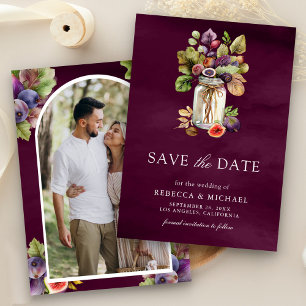 Plum Purple Fig Mason Jar Photo Wedding Save The Date